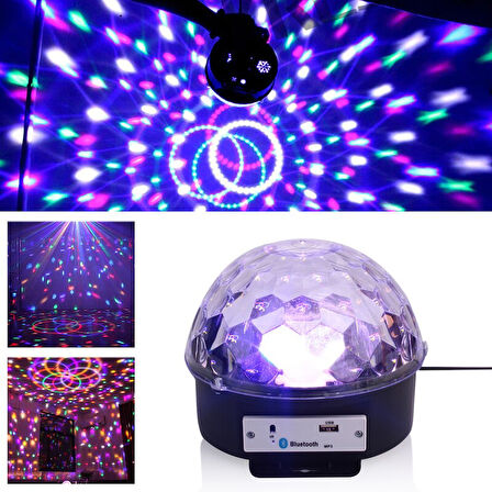 Küre Disko Topu Müzik Çalar Renkli Lazer Işıklı Bluetooth (5224)