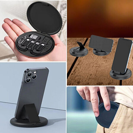 60w Destekli Kablo Kutusu Seyahat Kablo Seti 5&amp;apos;i 1 arada USB Type-C Şarj Kablosu Seti (5224)