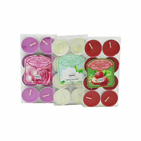 RENKLİ TEA LİGHT 8 PARÇA  MUM ÇİLEK KOKULU (5224)