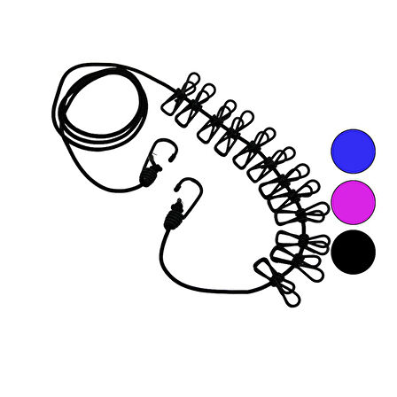 RENKLİ LASTİK   12PCS METAL MANDALLI  ÇAMAŞIR İPİ (5224)