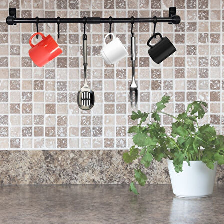 Duvara Monte Edilen 6 Kancalı Dekor Kaşıklık ve Kupa Askısı (5224) AZ-52241727700