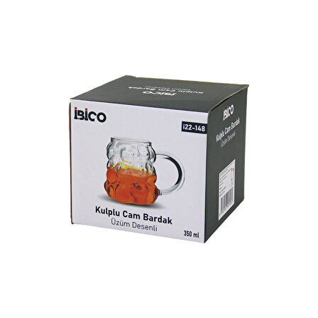 ÜZÜM - KABARCIKLI KULPLU CAM BARDAK TERMİSİL - ISIYA DAYANIKLI BOROSİLİKAT 350ML (5224) AZ-5224Gok223385