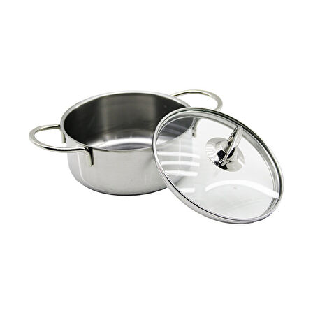 14CM   CAM KAPAK   MİNİ  ÇELİK TENCERE (5224) AZ-5224Gok223006