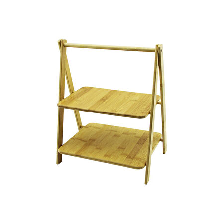PORTATİF AYAKLI - 2 KATLI AHŞAP BAMBU ORGANİZER RAF =18X28 - 22X28CM Y: 6-20-39CM (5224)