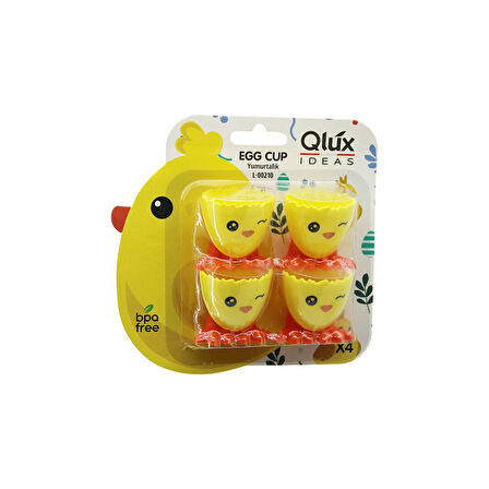 EGG CUP 4PCS YUMURTALIK EMOJİ DESEN - RENKLİ PLASTİK CİVCİV AYAKLI - 1/2 KIRIK YUMURTA KABUK MODEL (5224)