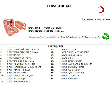Büyük Boy İlk Yardım Seti First Aid Kit (5224)