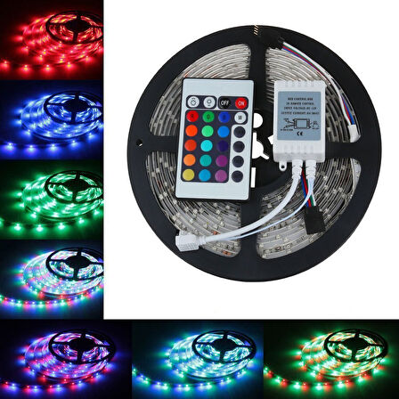 5 Metre Rgb Şerit Led Seti-İç ve Dış Mekan Silikonlu-Tak Çalıştır (5224)