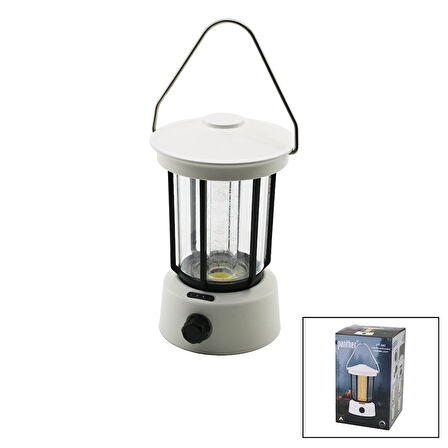 FANUS KAMP LAMBASI EL FENERİ USB ŞARJLI POWERBANK 5W COB LED 800LUMEN IŞIK AYARI GÜN IŞIK - BEYAZ PT-380 (5224)