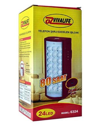 Telefon Şarj Edebilen Şarjlı Işıldak 24 LED USB 80 Saat Kesintisiz Işık (5224)