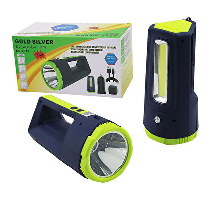 2İN1 30W - 10W COB LED USB - OTO ŞARJLI EL FENERİ PROJEKTÖR (5224)