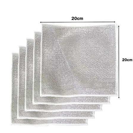5 Adet Çok Fonksiyonlu Çizmeyen Tel Bulaşık Bezi Bulaşık Havlusu Bulaşık Temizlik Ovma Bezi (5224)
