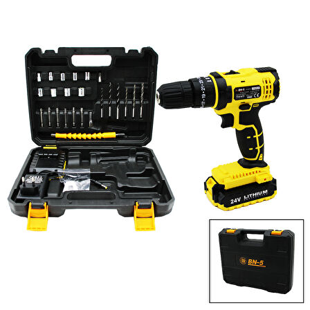 BANCO BN-5 F-136 STANLIY SARI 24W PROFESSIONAL ŞARJLI DARBELİ MATKAP SETİ ÇANTALI (5224)