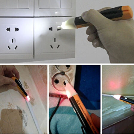 Elektrik Kaçak Dijital Kontrol Kalemi Cihazı -Dedektörlü Temassız Işıklı Kablo Voltaj Test (5224)
