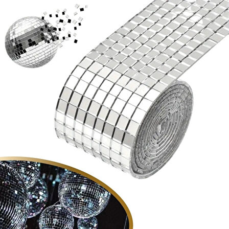 1 Metre Uzunluğunda Gümüş Renk Aynalı Mozaik Taşlı Dekor Bandı 4 cm x 1 mt (5224)