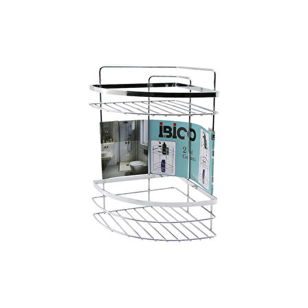 LAMALI   2 KATLI - ÜÇGEN   KROM   METAL  BANYO KÖŞELİK - DUŞKABİN RAF (5224)