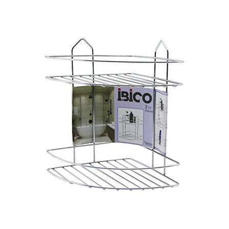2 KATLI - ÜÇGEN   KROM   METAL  BANYO KÖŞELİK - DUŞKABİN RAF (5224)