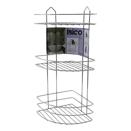 3 KATLI - ÜÇGEN   KROM   METAL  BANYO KÖŞELİK - DUŞKABİN RAF (5224)