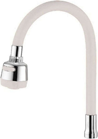 Renkli Silikonlu Oynar Başlıklı 2 Fonksiyonlu Spiral Musluk Başlığı - Beyaz (5224)