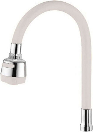 Renkli Silikonlu Oynar Başlıklı 2 Fonksiyonlu Spiral Musluk Başlığı - Beyaz (5224)