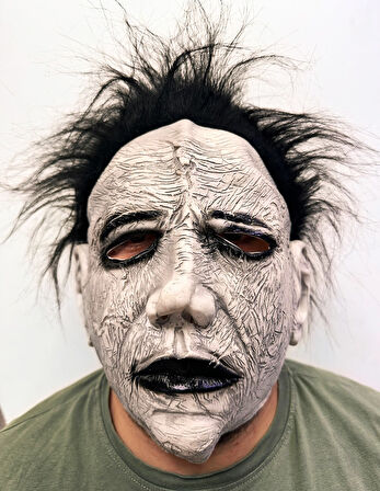 Siyah Saçlı Michael Myers Lateks Yüze Tam Yapışan Et Maske Korku Maskesi (5224)