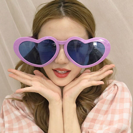 Büyük Kalp Parti Gözlüğü Karışık 12 Adet (5224)