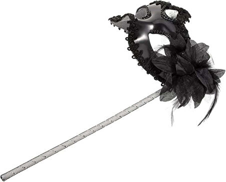 Siyah Işıltılı Tutmalı Fotoğraf Çekimi Maskesi 18x29 cm (5224)