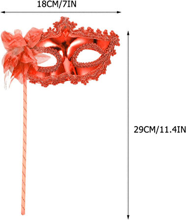 Kırmızı Işıltılı Tutmalı Fotoğraf Çekimi Maskesi 18x29 cm (5224)