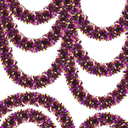 Mor Turuncu Renk 4 cm Genişlik Garland Çift Renk Sim Süs 180 cm (5224)