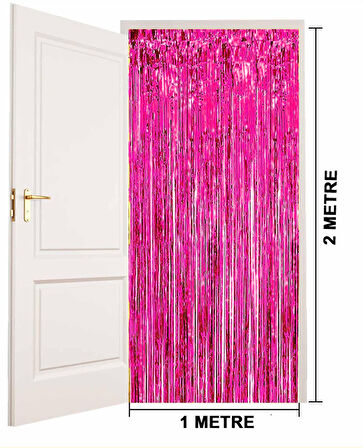 Fuşya Renk Ekstra Metalize Parlak Saçaklı Arka Fon Perde İthal A Kalite 1x2 Metre (5224)