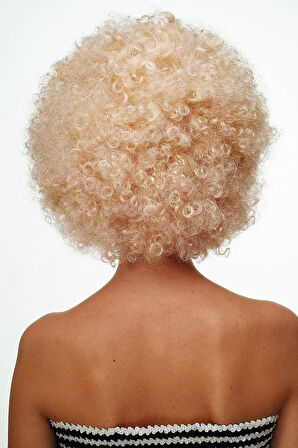 Altın Renk Kıvırcık Afro Bonus Peruk Saç Parti Peruğu Platin Gold (5224) AZ-522489Gosa4839