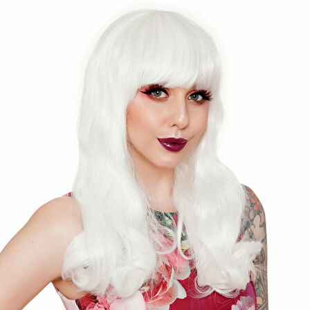 Beyaz Renk Kahküllü Dalgalı Uzun Parti Peruğu (5224) AZ-52241816300