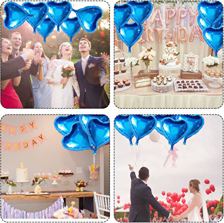 Metalize Parlak Mavi Kalp Şekilli Uçan Balon Folyo 18 inç 45 cm 25 Adet (5224) AZ-522489Gosa4827