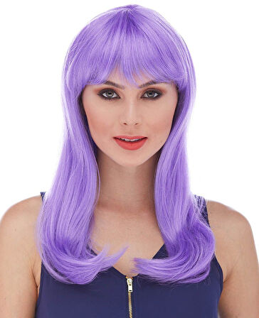 Mor Renk Uzun Düz Parti Peruğu (5224) AZ-52246664870