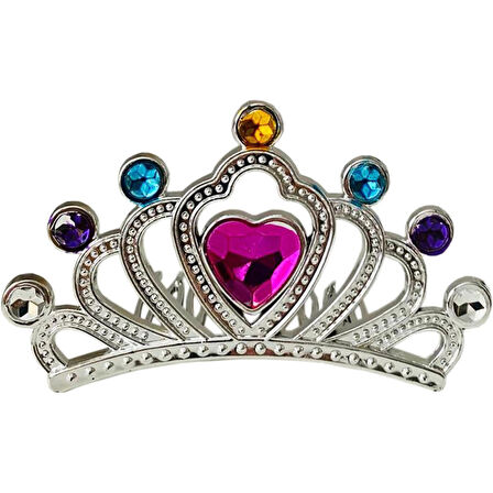 Gümüş Renk Taraklı Model Prenses Kraliçe Tacı 1 No 12x7 cm (5224) AZ-522489Gosa4745