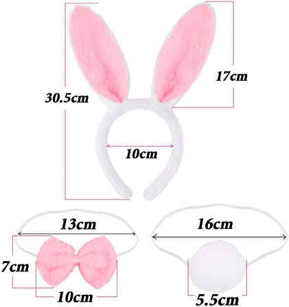 Tavşan Kostüm Seti Taç Papyon Kuyruk Pembe Renk (5224) AZ-52245049470