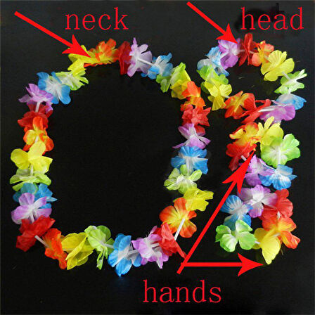 Rengarenk Hawaii Kolye Taç Bileklik Seti 4 Parça (5224)