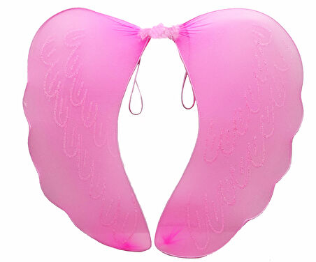 Pembe Renk Ortası Pembe Tüylü Tül Peri Kanadı 40x50 cm (5224)