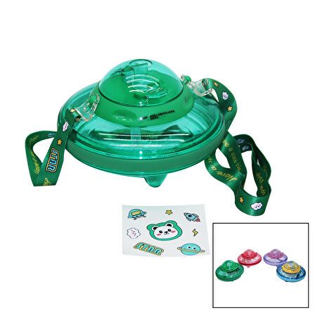 UFO MODELİ RENKLİ MİKA KRİSTAL SULUK MATARA PİPETLİ - TAŞIMA ASKILI 550ML ( HERHANGİ BİR RENK  GÖNDERİLİR )  (5224) AZ-52247335490