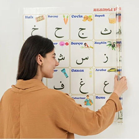 100x150 cm Statik Kağıt Elif-Ba Öğrenme Tahtası (5224)