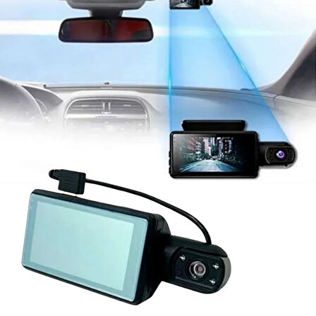 Araç İçi &amp;amp; Dışı Çift Lensli WiFi Kamera – 1080P HD,Gece Görüşlü, G-Sensörlü DVR Dashcam (5224)