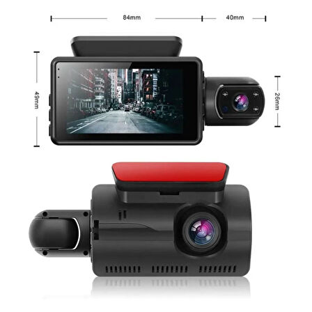 Araç İçi &amp;amp; Dışı Çift Lensli WiFi Kamera – 1080P HD,Gece Görüşlü, G-Sensörlü DVR Dashcam (5224)