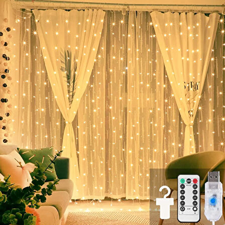 BEYAZ USB  3X3 MT - 200 LED PERİ LED DEKOR LAMBA (5224)