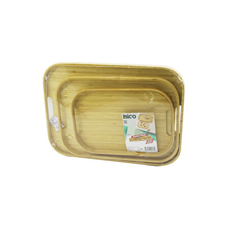 DİKDÖRTGEN - 3 BOY BAMBU AHŞAP TEPSİ SETİ 22X33--28X40--33X45CM (5224)