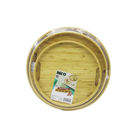 YUVARLAK - 3 BOY BAMBU AHŞAP TEPSİ SETİ 30--35--38CM (5224)