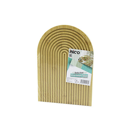 YARIM DAİRE  ÇİFT TARAFLI=DÜZ - KANALLI AHŞAP BAMBU SUNUM TEPSİ 22X32CM (5224)
