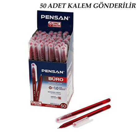 50 ADET PENSAN BÜRO KIRMIZI TÜKENMEZ KALEM M-MEDİUM - 1.0MM UÇ (5224)