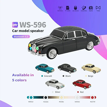 WS-596 Araba Görünümlü Kablosuz Bluetooth Hoparlör Siyah (5224)
