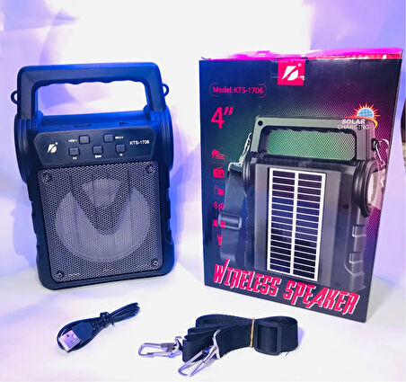 KTS-1706 Taşınabilir Güneş Enerjili Fenerli Bluetooth Hoparlör (5224)
