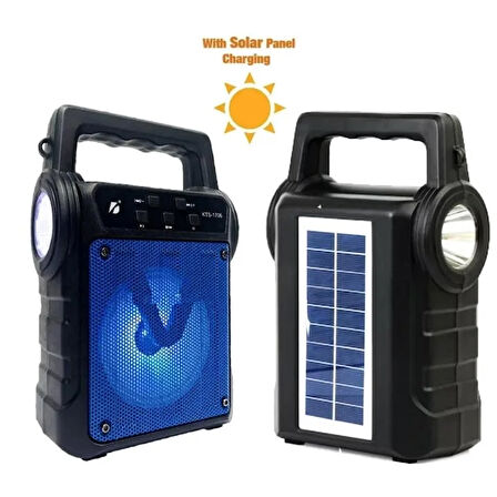 KTS-1706 Taşınabilir Güneş Enerjili Fenerli Bluetooth Hoparlör (5224)