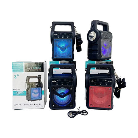 KTS-1706 Taşınabilir Güneş Enerjili Fenerli Bluetooth Hoparlör (5224)